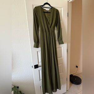 Baltic Born Green Pleated Wrap Gown